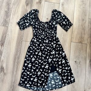 Hollister Black Floral Smocked Dress